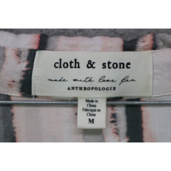 Cloth and Stone Anthropologie Long Sleeve Striped Button Up Top-Medium-Hi Lo - Picture 6 of 11